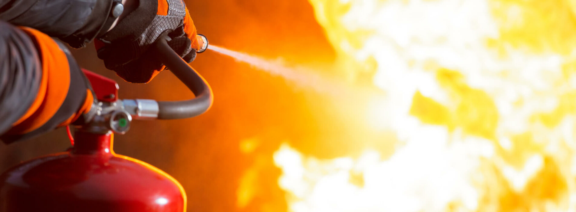 fire fighting with extinguisher